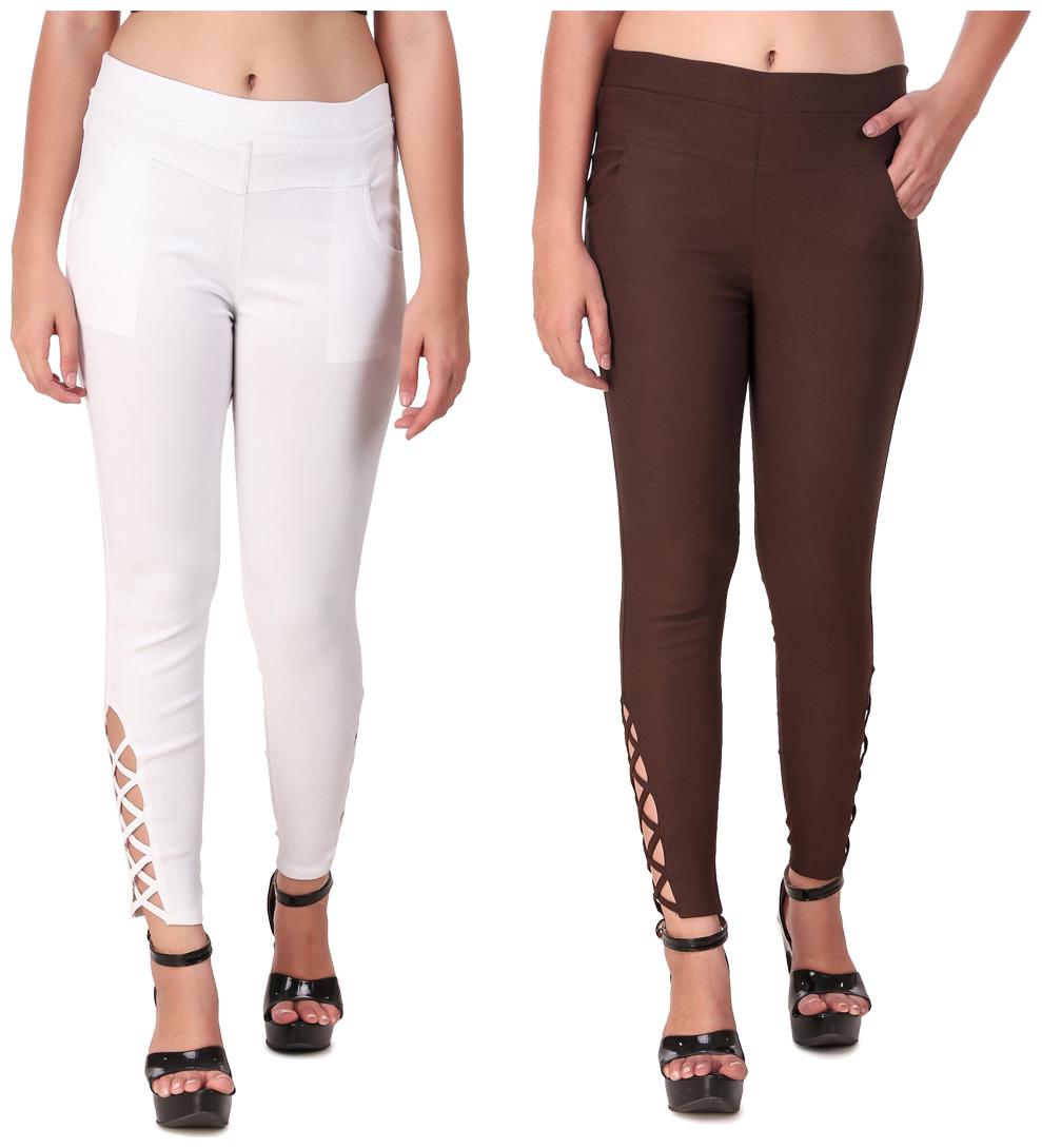 

Red Vee Women White Brown Skinny fit Jegging