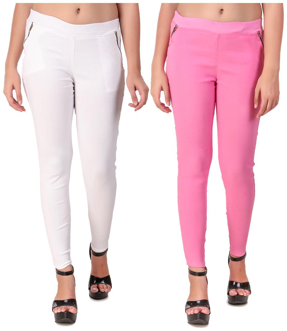 

Red Vee Women White Pink Skinny fit Jegging