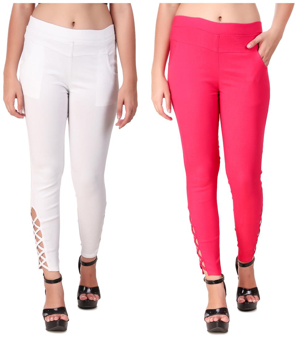 

Red Vee Women White Pink Skinny fit Jegging