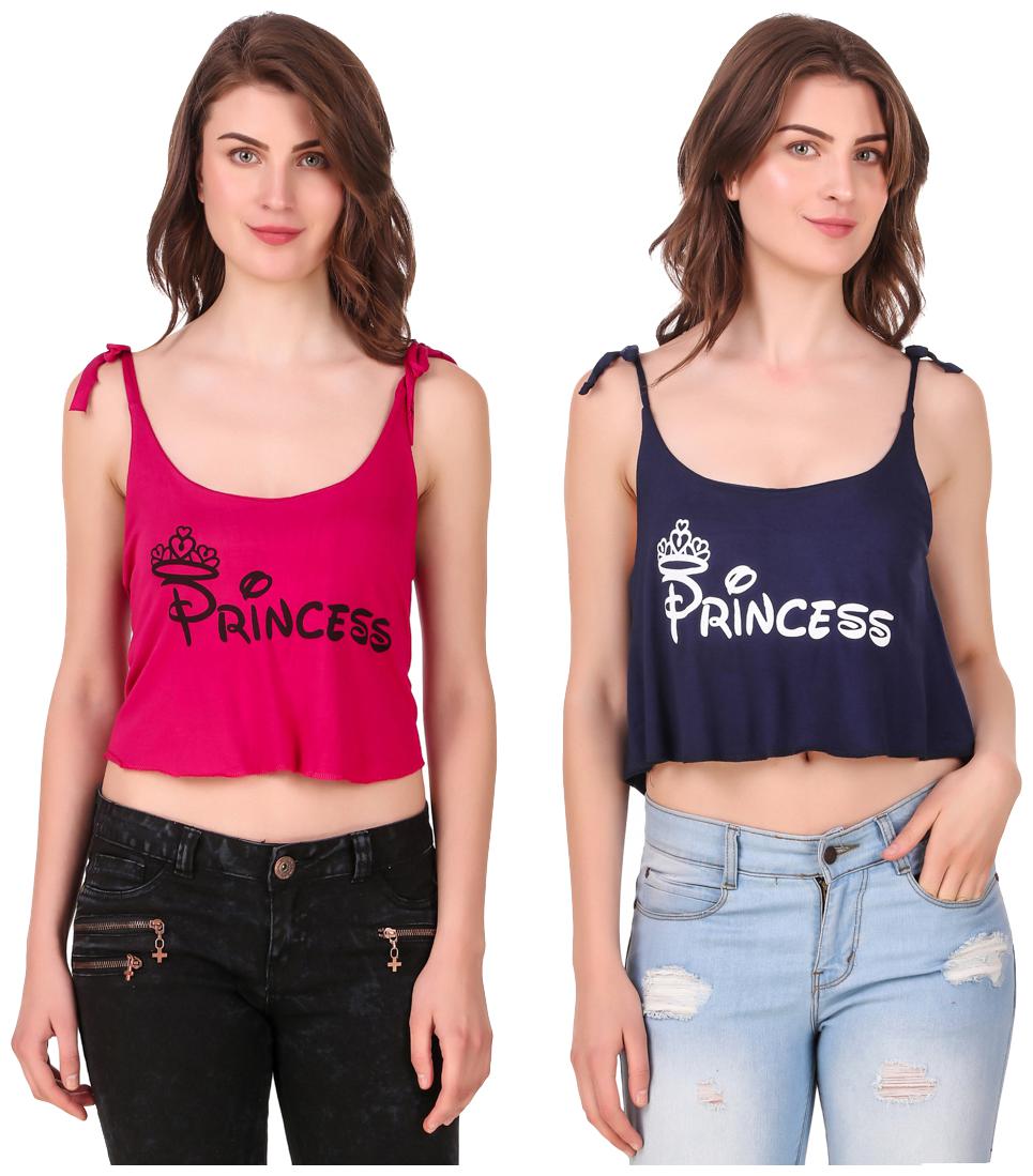 

Red Vee Women Printed Crop top - Pink Blue