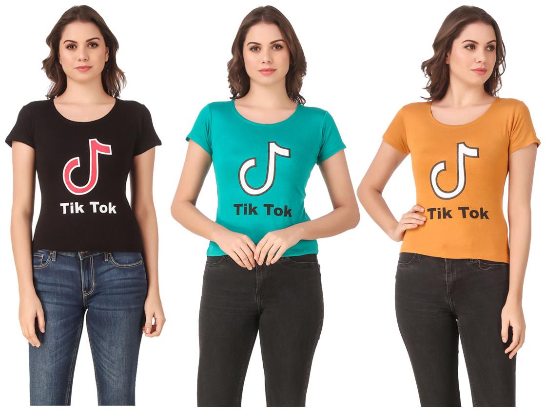 

Red Vee Lycra Printed Half Sleeves Multi Color T-Shirt for Women