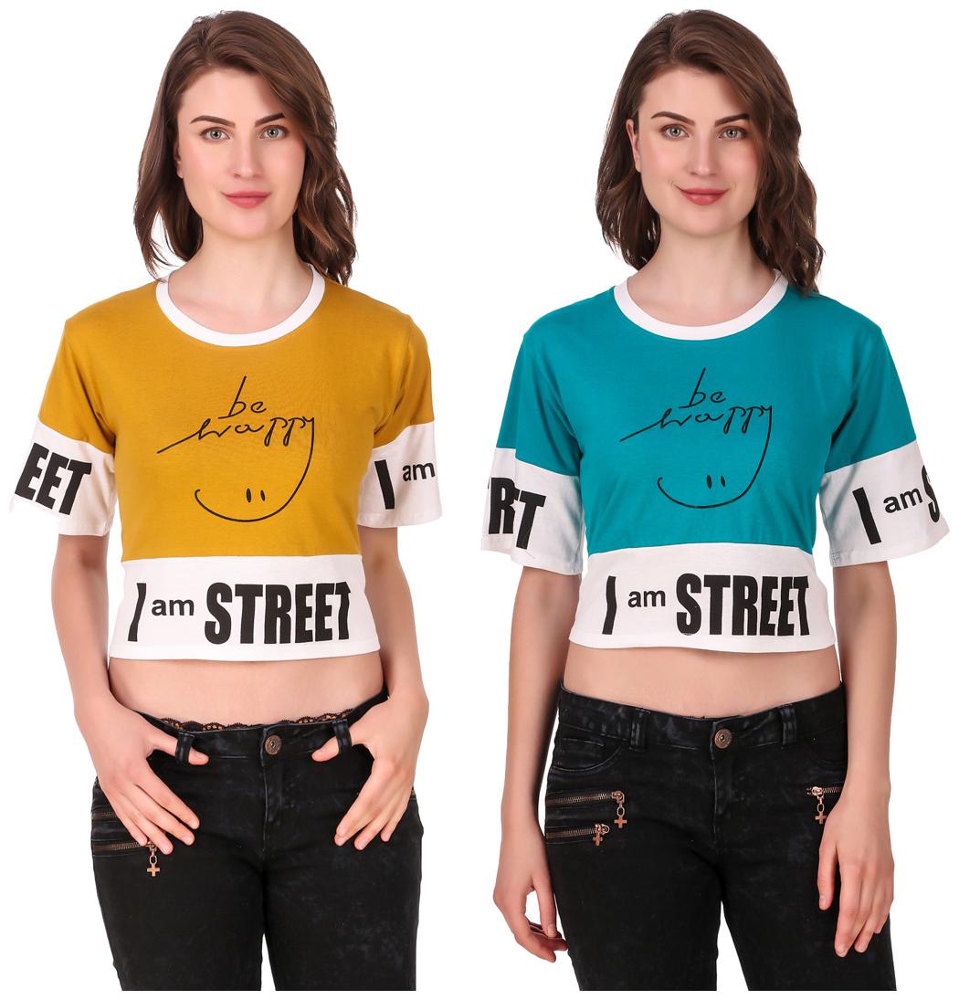 

Red Vee Women Printed Crop top - Yellow