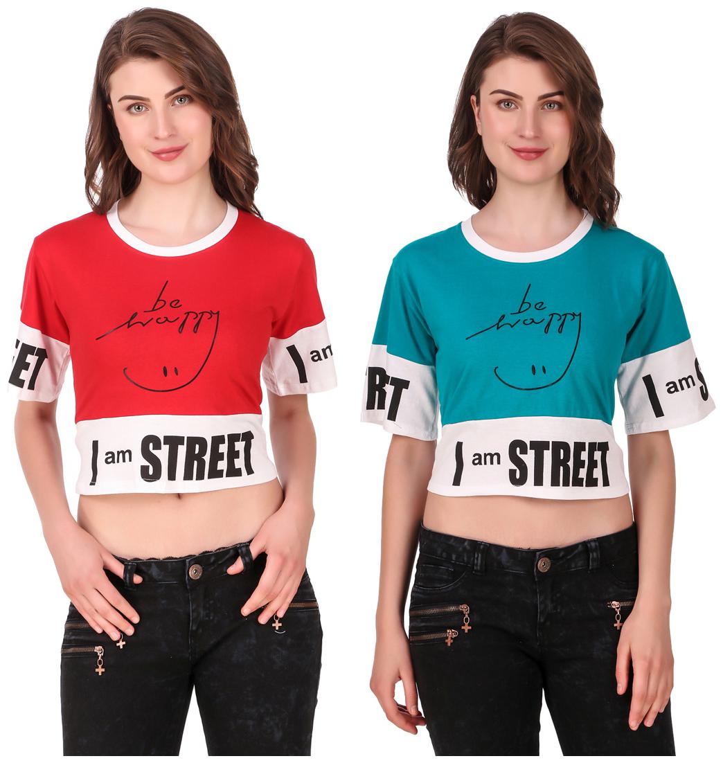 

Red Vee Women Printed Crop top - Red