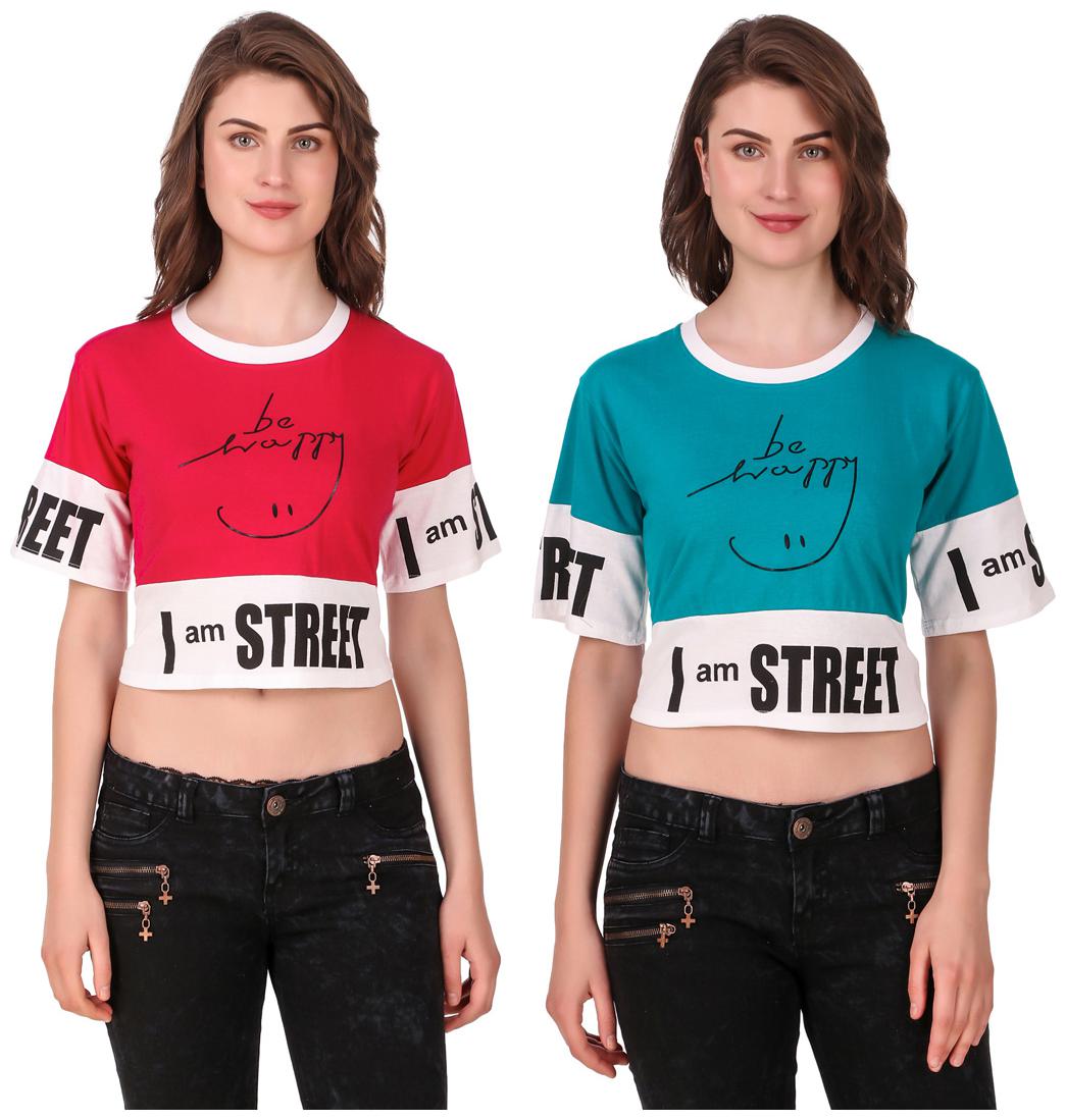 

Red Vee Women Printed Crop top - Pink