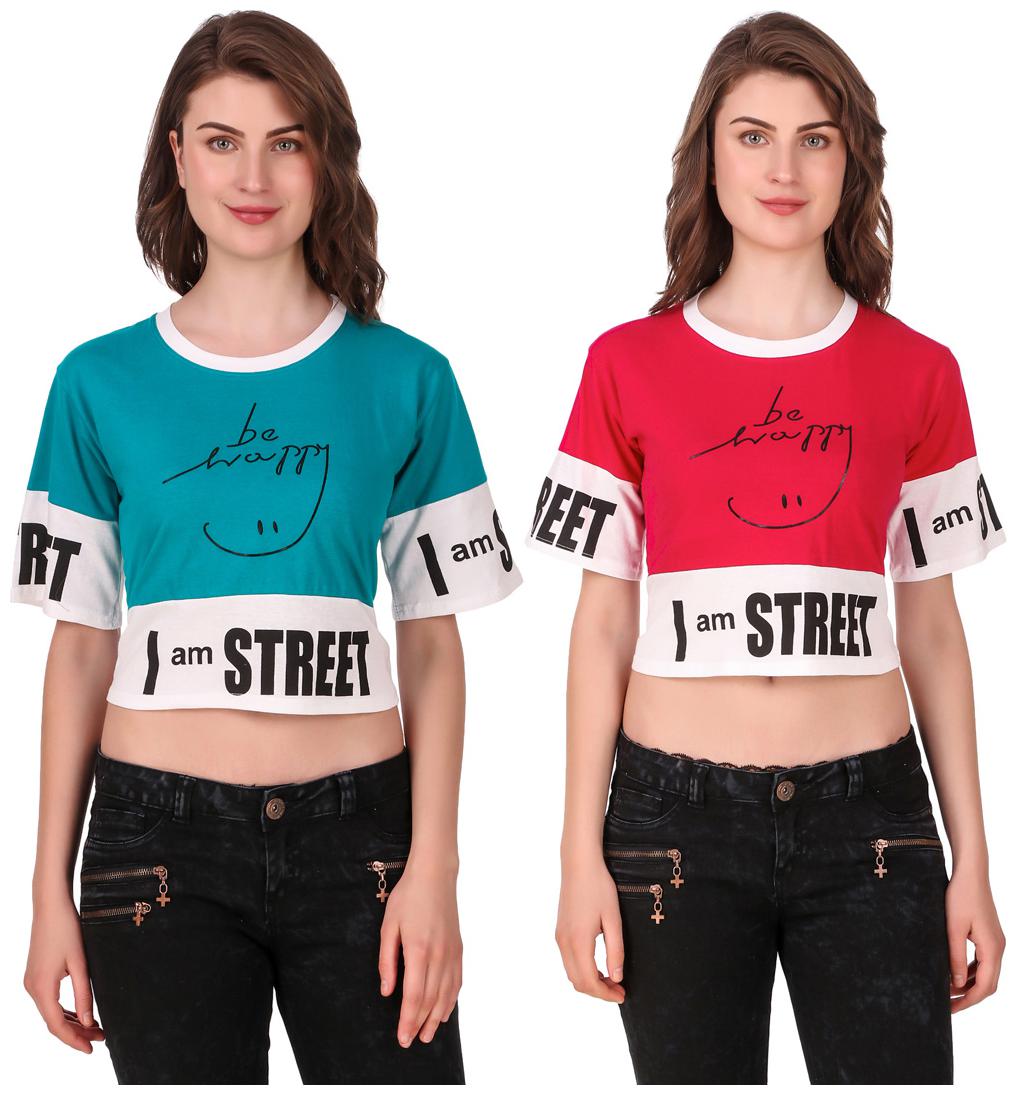 

Red Vee Women Printed Crop top - Pink