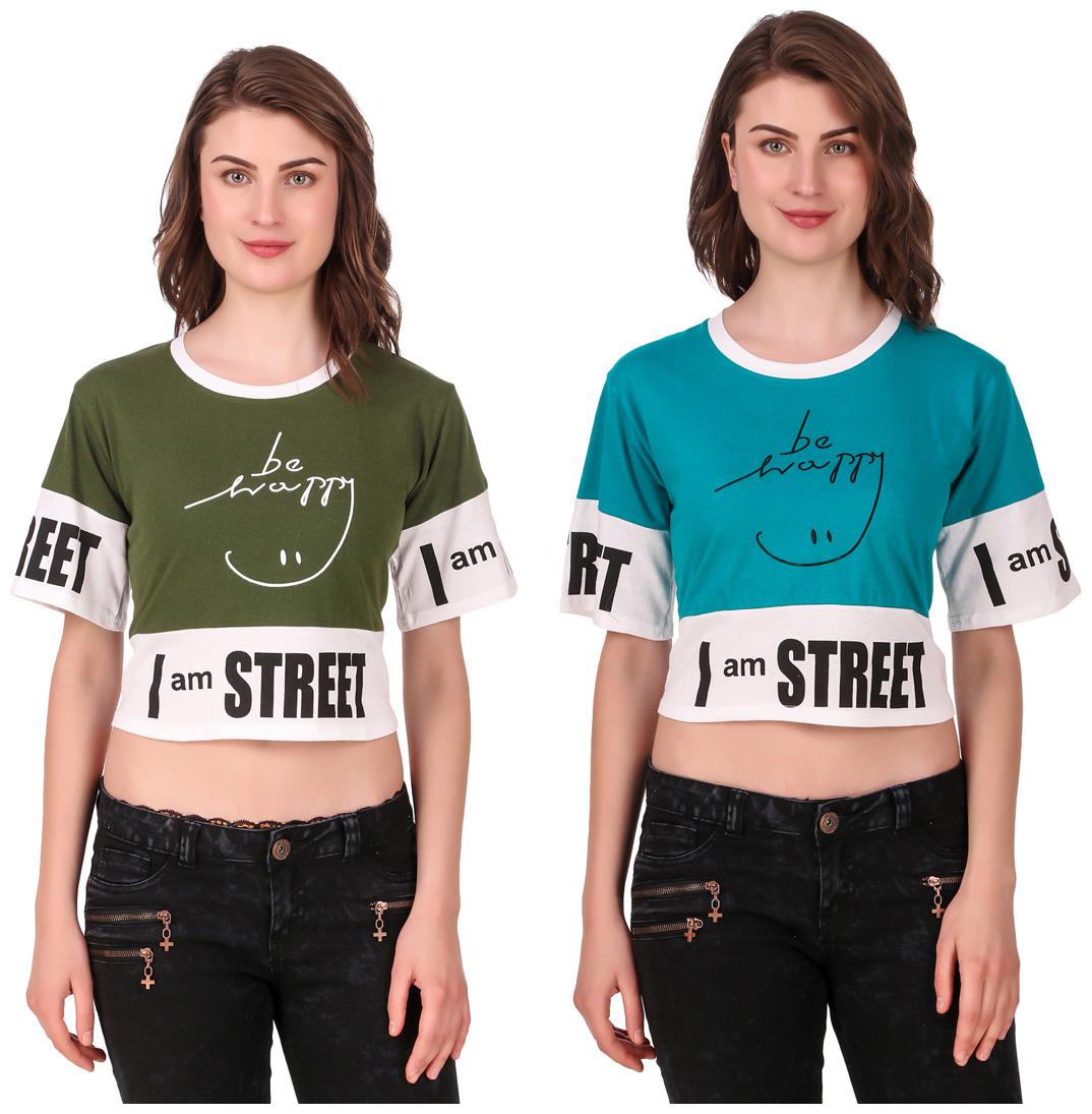 

Red Vee Women Printed Crop top - Green