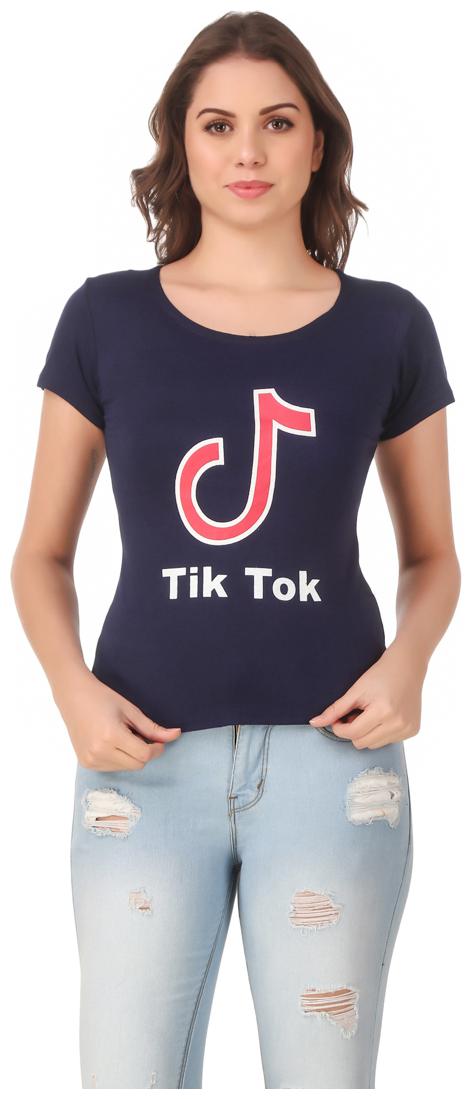 

Red Vee Lycra Printed Half Sleeves Navy Blue Color T-Shirt for Women