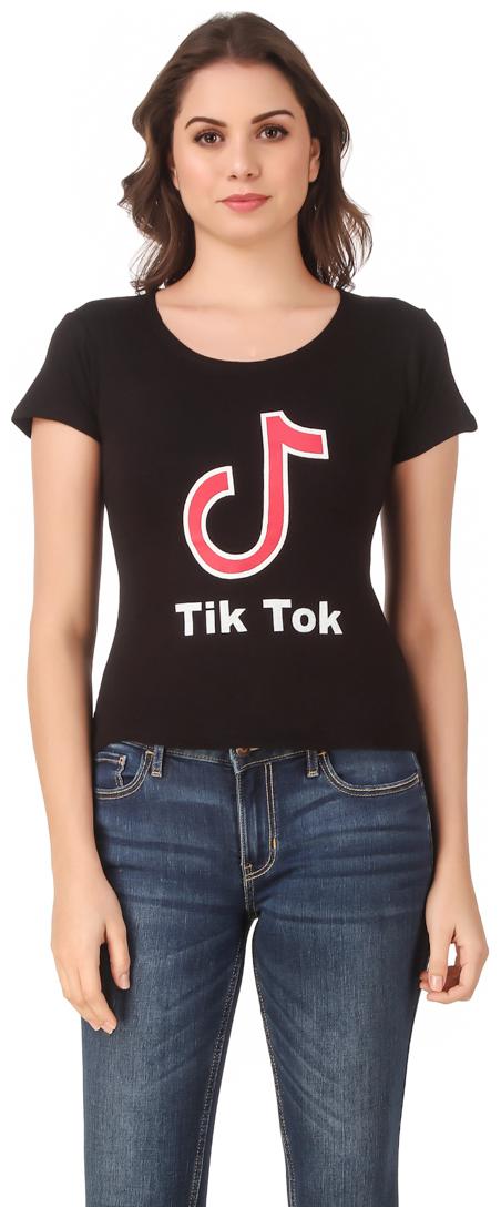 

Red Vee Lycra Printed Half Sleeves Black Color T-Shirt for Women