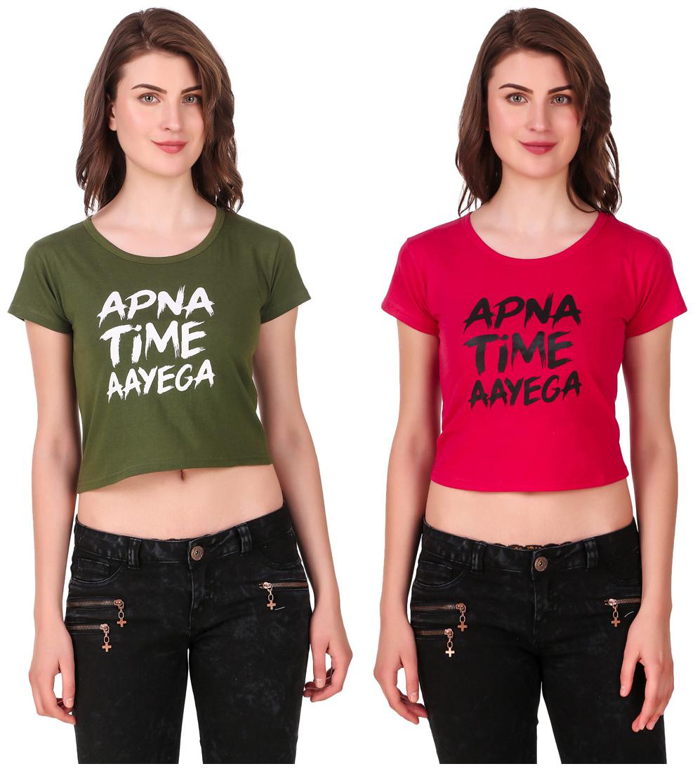 

Red Vee Women Printed Crop top - Green Red