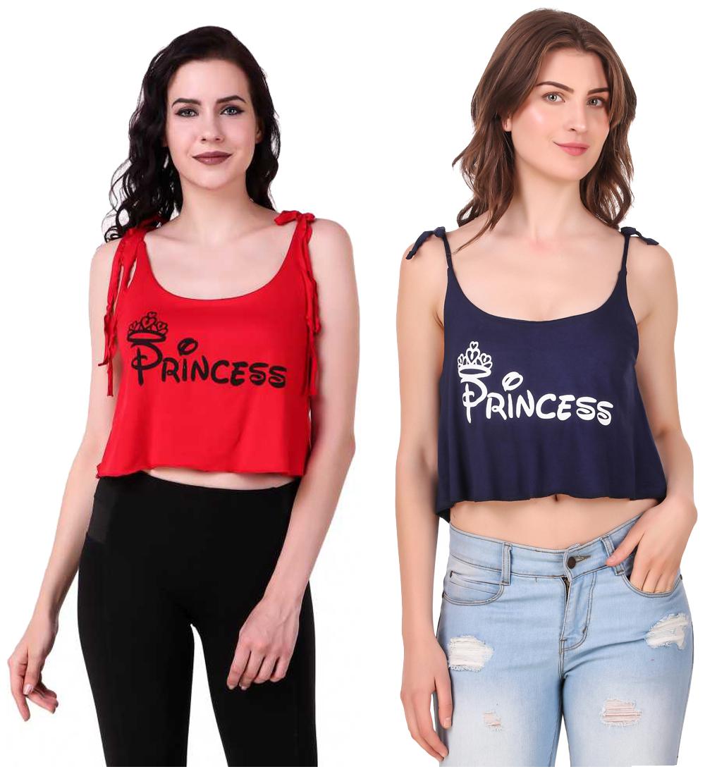

Red Vee Women Printed Crop top - Red Blue