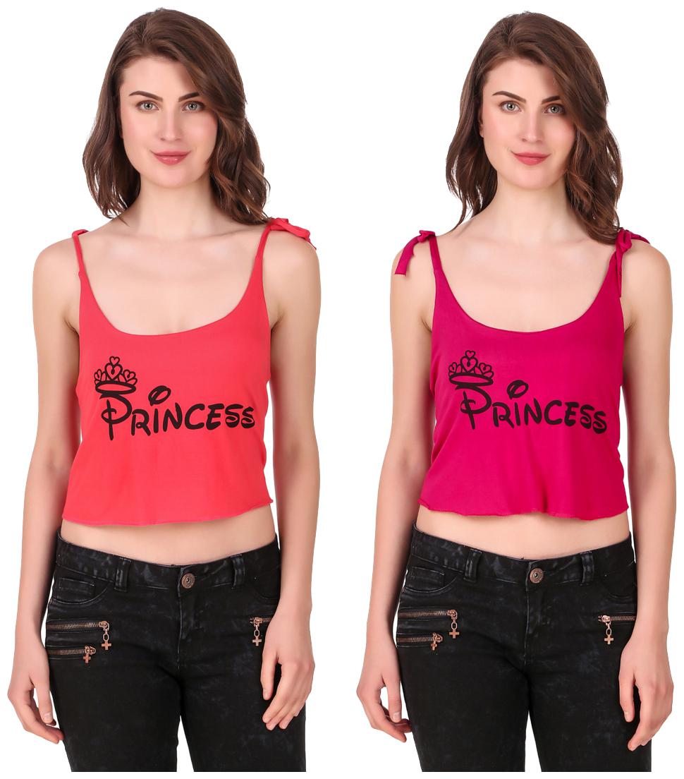 

Red Vee Women Printed Crop top - Peach Pink