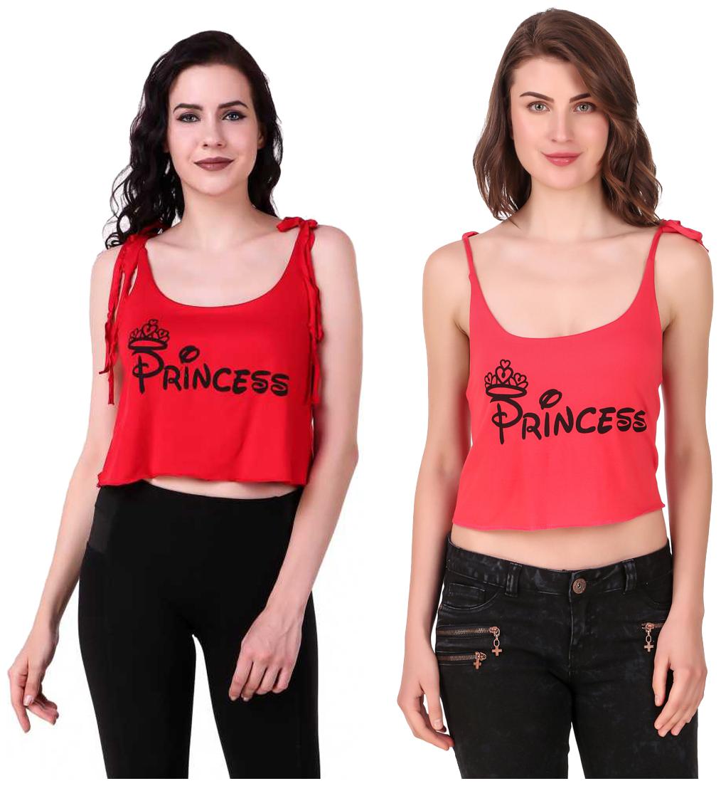 

Red Vee Women Printed Crop top - Red Peach