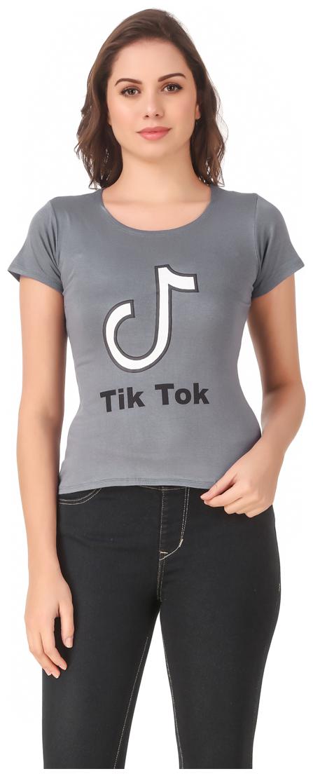 

Red Vee Lycra Printed Half Sleeves Grey Color T-Shirt for Women