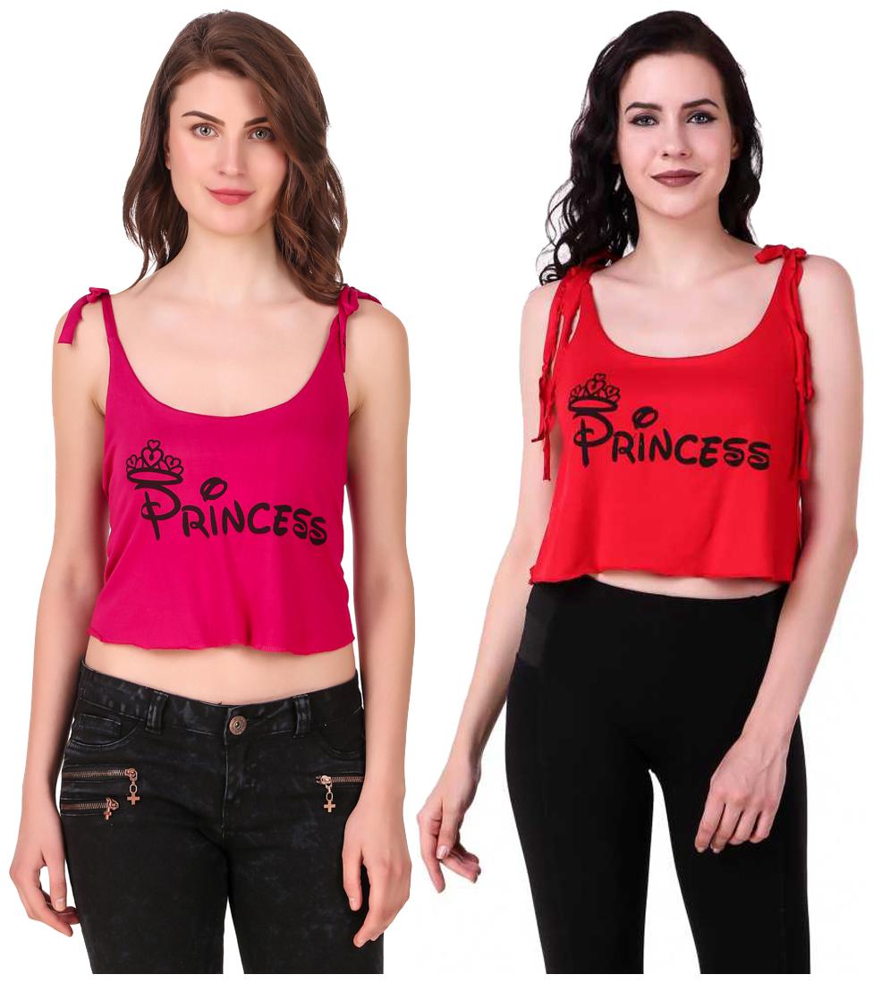 

Red Vee Women Printed Crop top - Pink Red