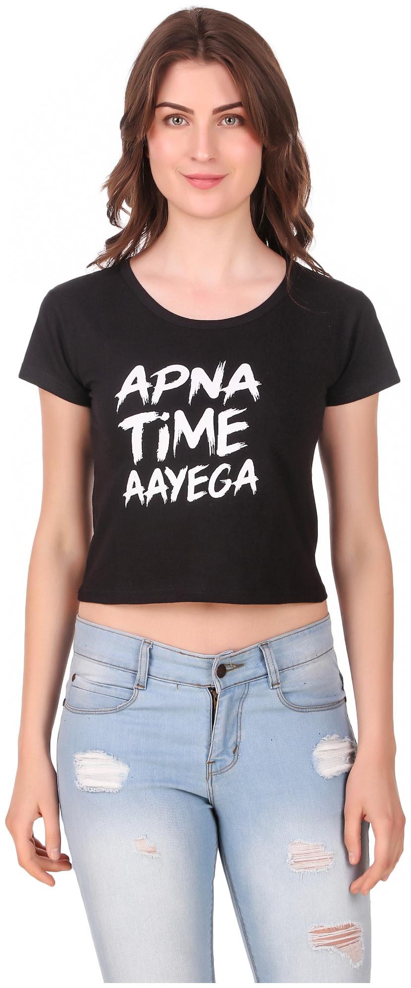 

Red Vee Women Printed Crop top - Black