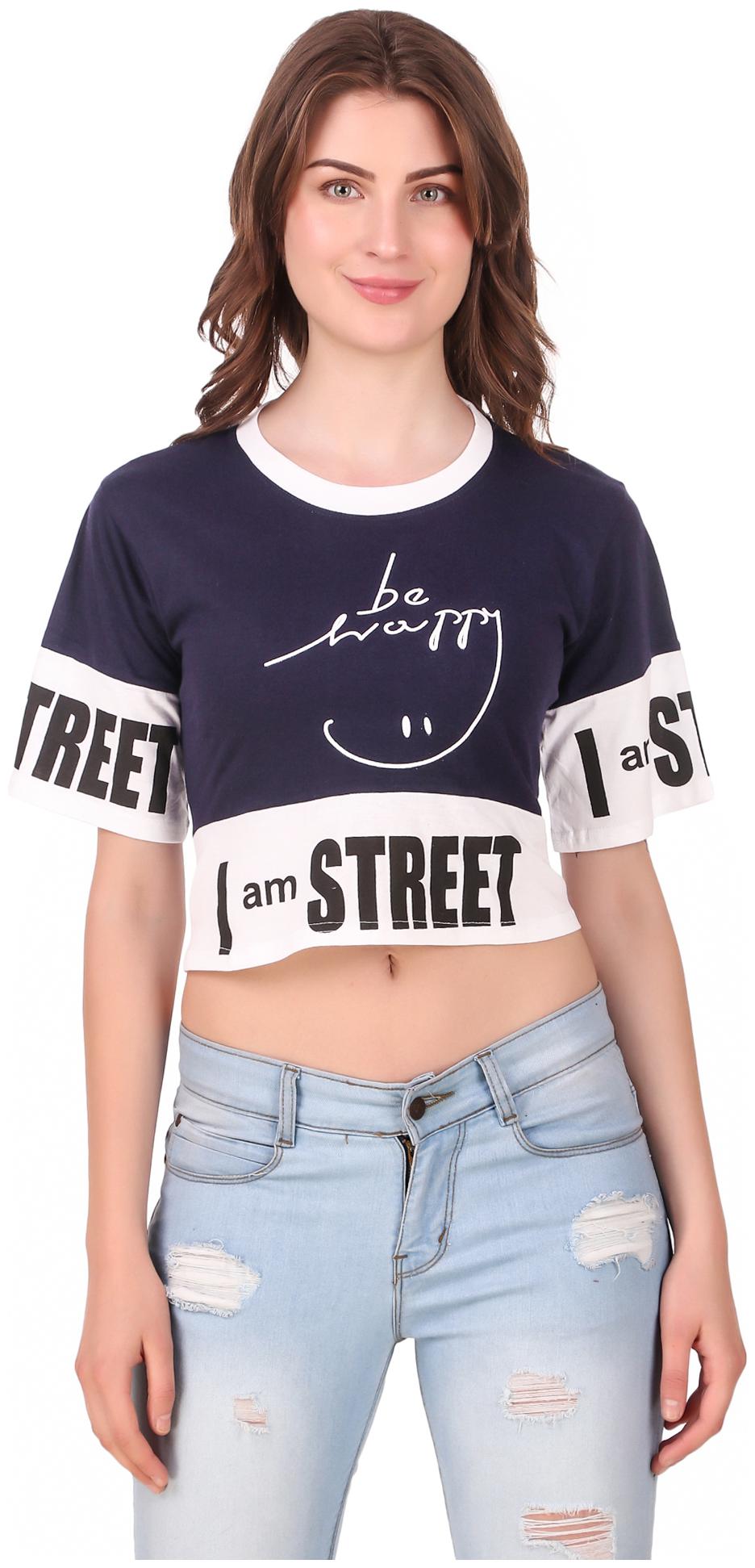 

Red Vee Women Printed Crop top - Blue