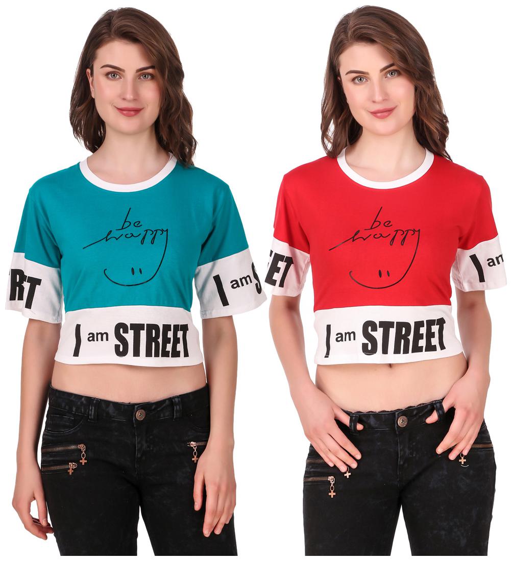 

Red Vee Women Printed Crop top - Red