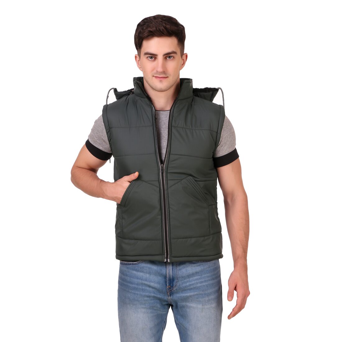 

Red Vee Men Green Solid Bomber jacket