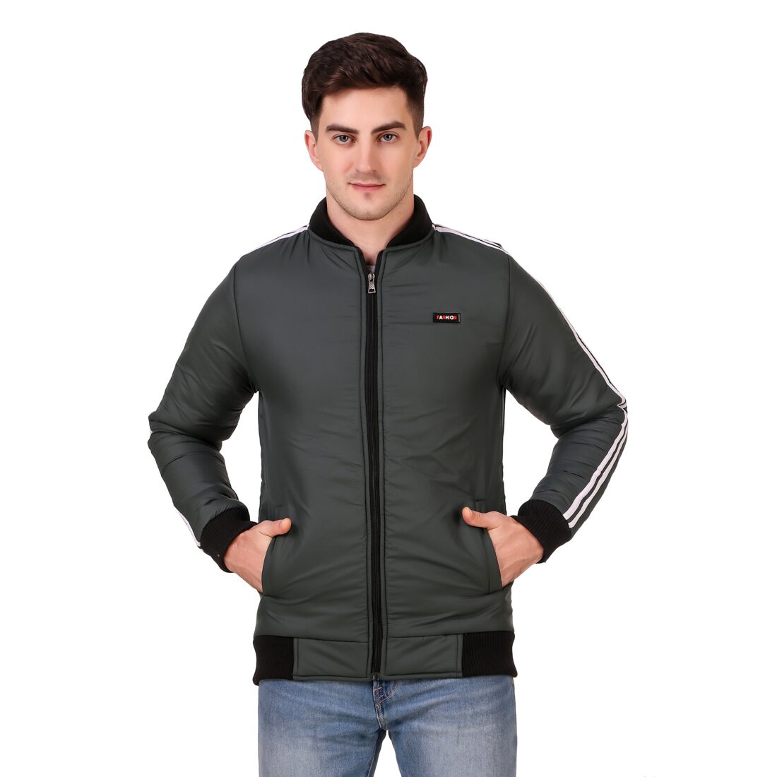 

Red Vee Men Green Solid Bomber jacket