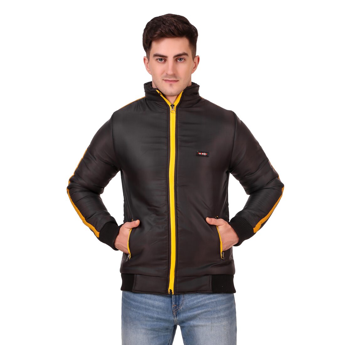 

Red Vee Men Black Solid Bomber jacket
