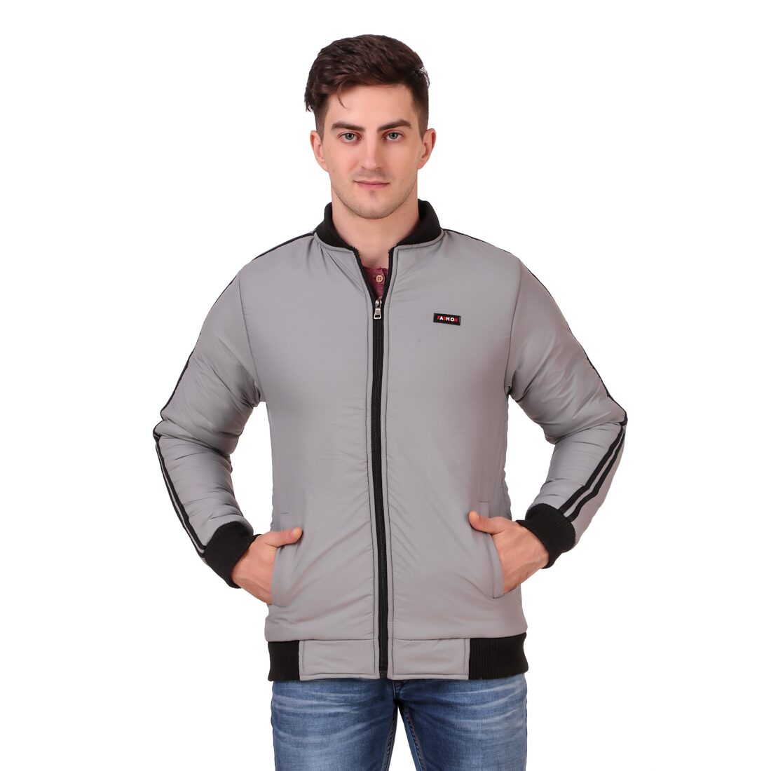 

Red Vee Men Grey Solid Bomber jacket