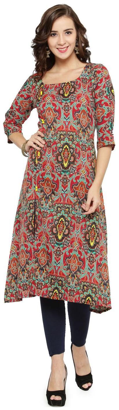 

Red Yellow Crepe Kurti