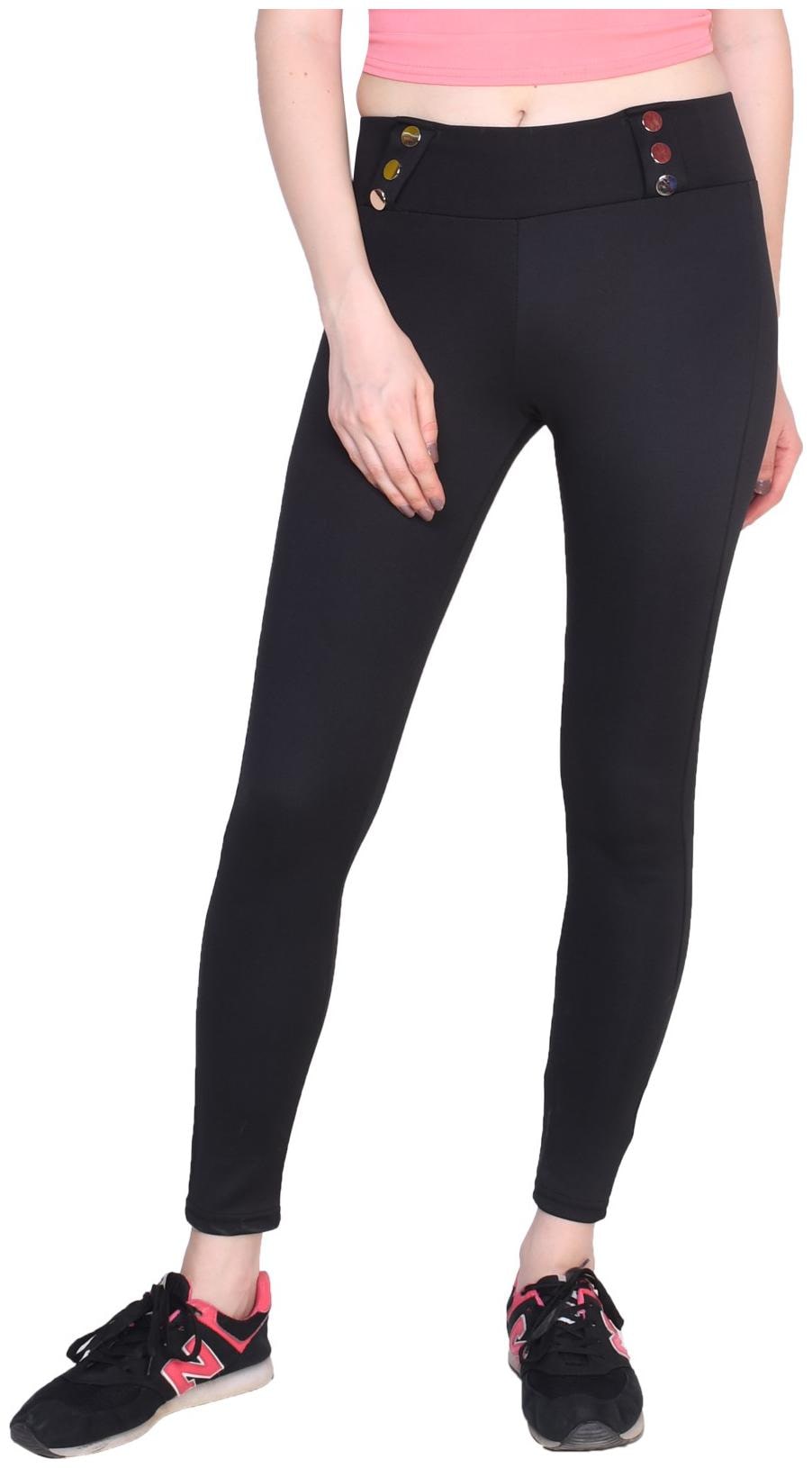 

REDAMANCII Women Black Slim fit Straight fit Jegging
