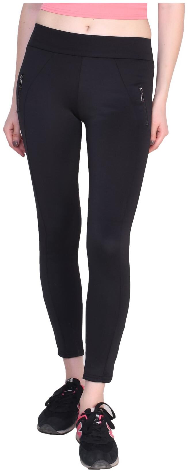 

REDAMANCII Women Black Slim fit Straight fit Jegging