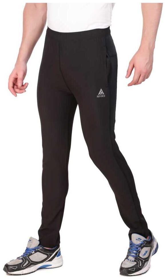 

REFORCE Men Black Solid Slim fit Track pants