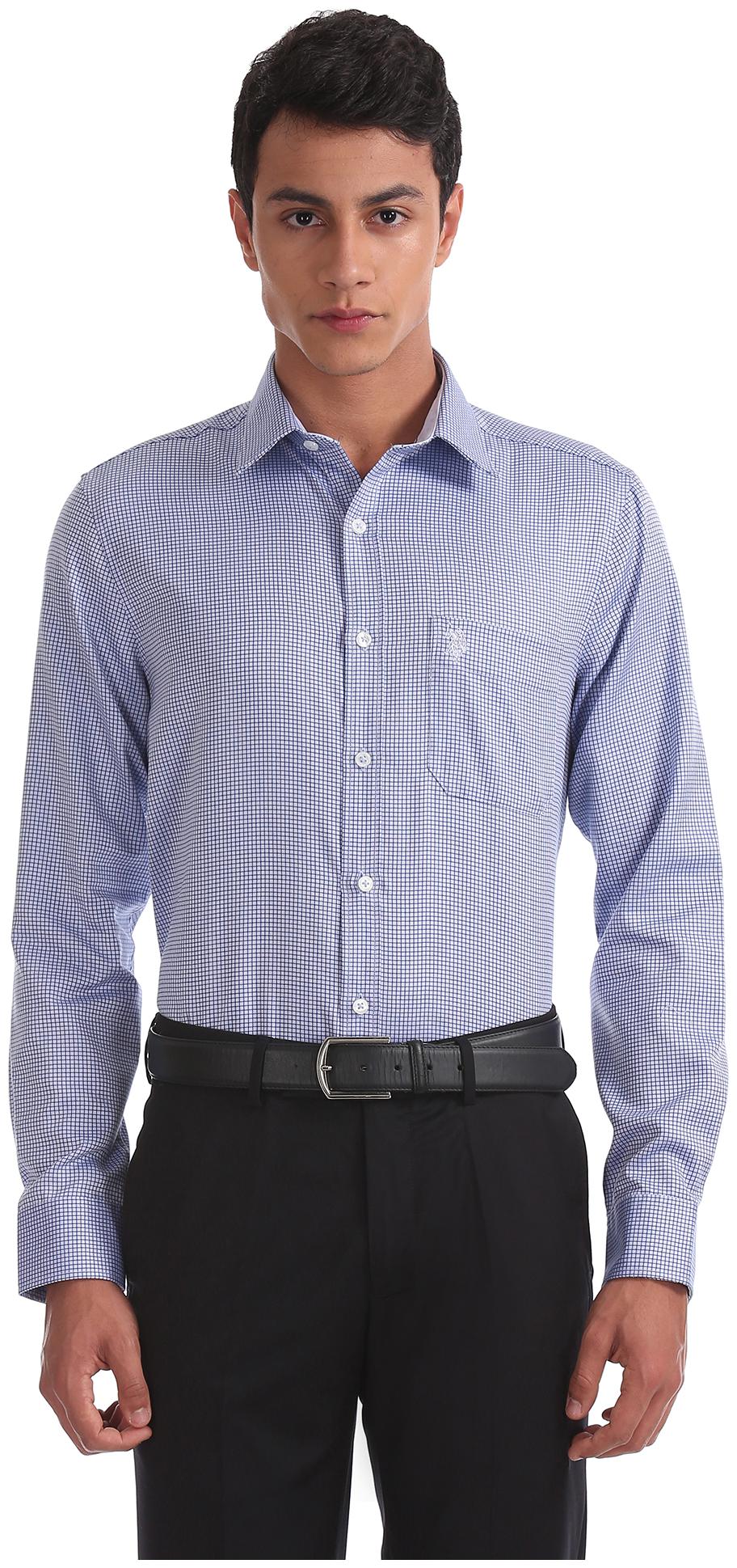 

U S Polo Assn Men Regular fit Formal Shirt - Blue