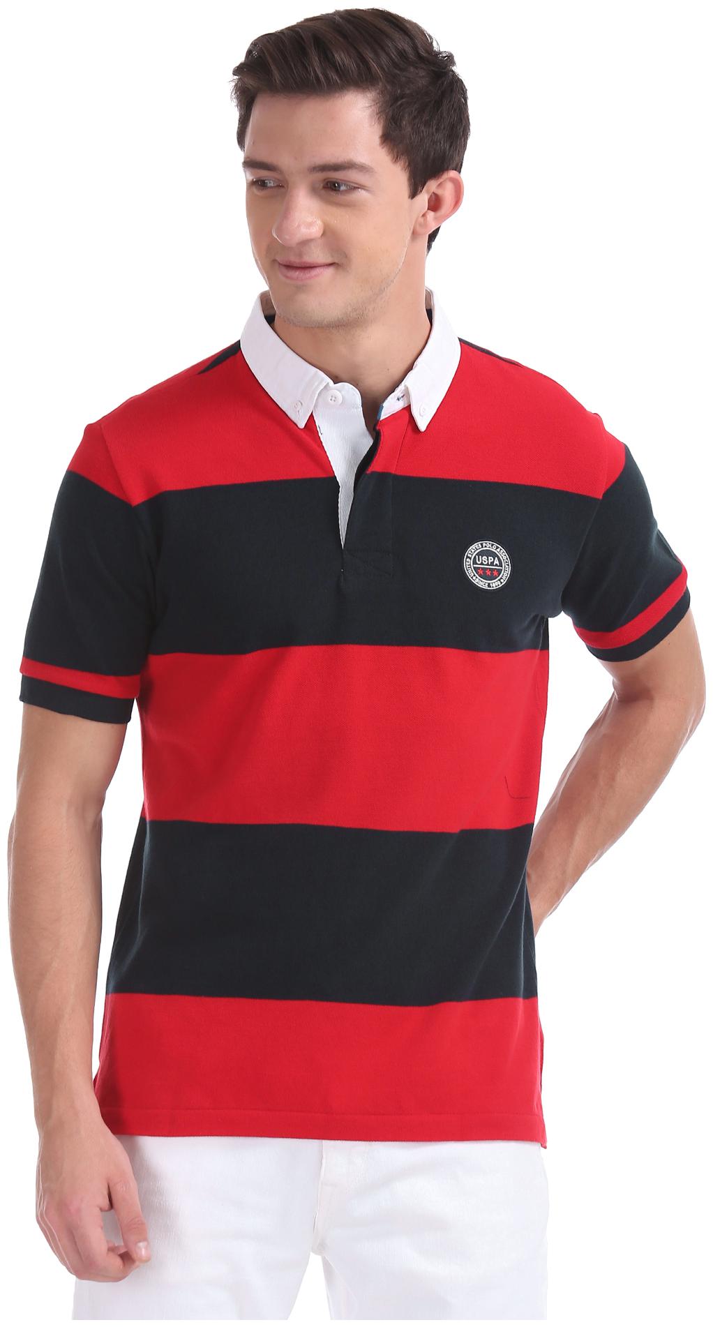 

U S Polo Assn Men Red Regular fit Cotton Polo collar T-Shirt - Pack Of 1