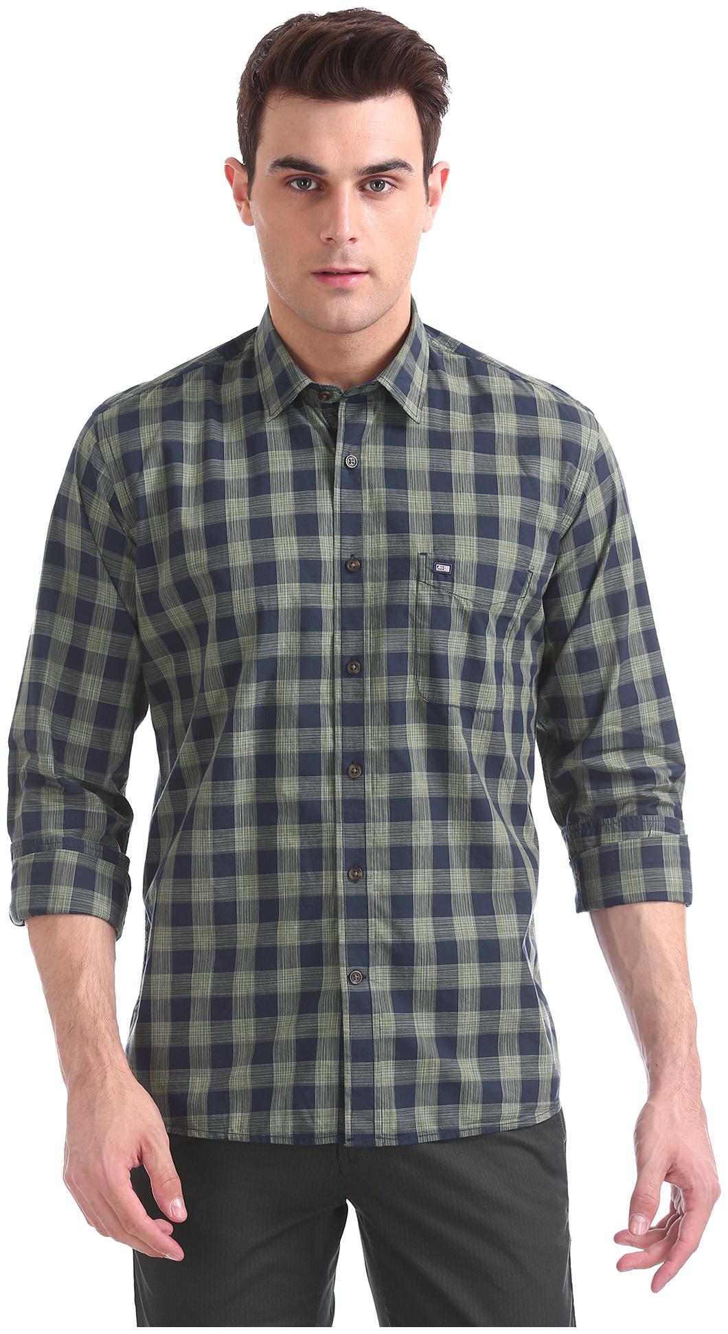 

Arrow Men Green Checked Regular Fit Casual Shirt