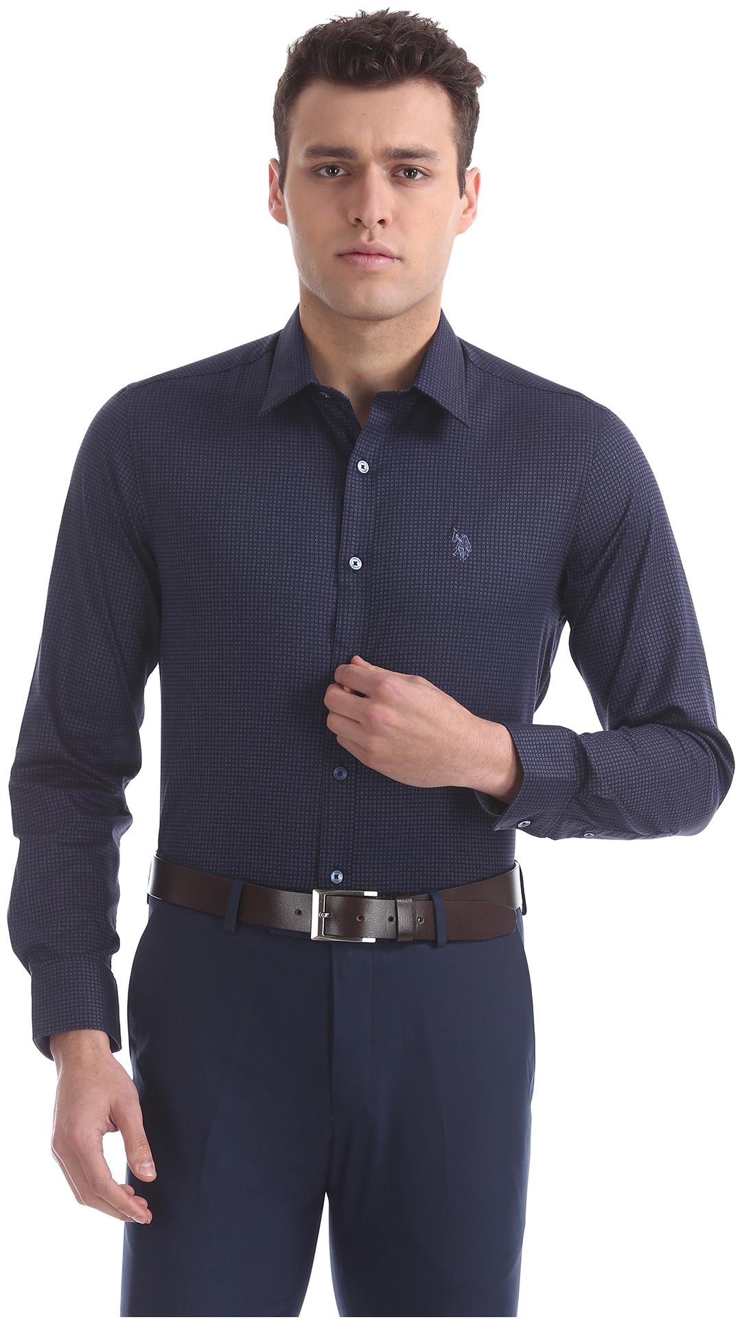 

U S Polo Assn Men Regular fit Formal Shirt - Blue