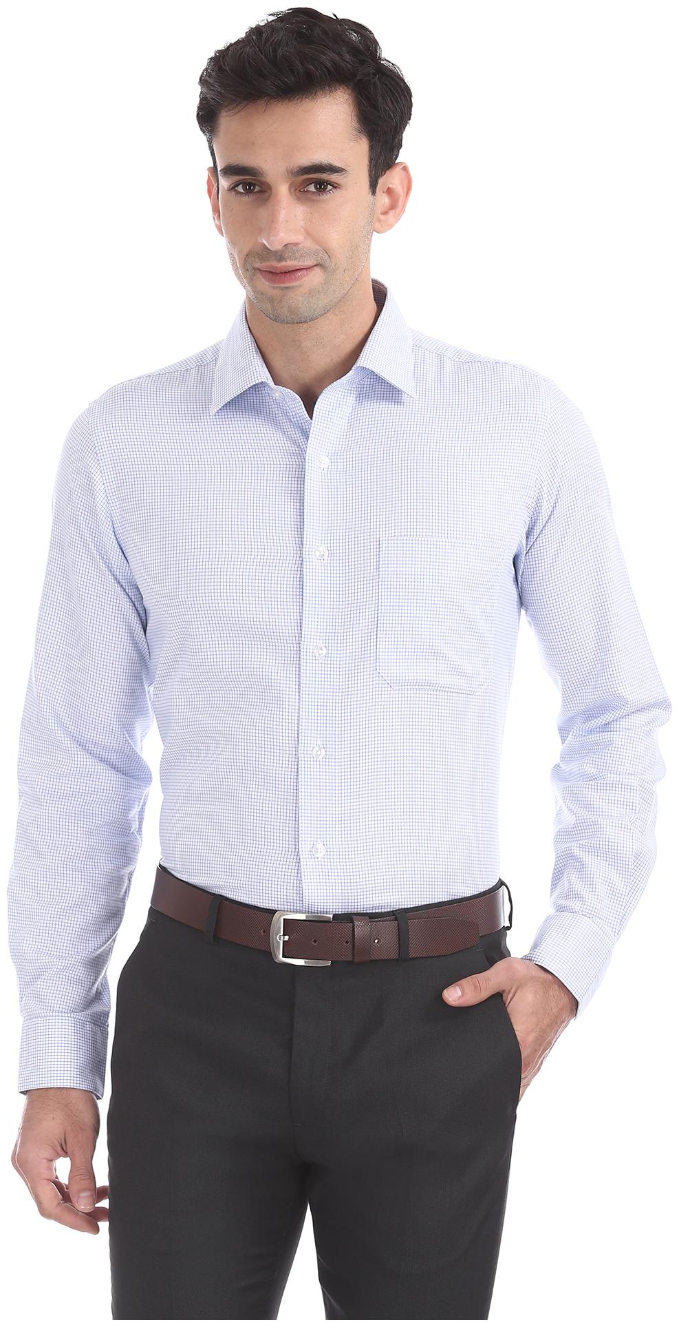 

Arrow Men Blue Checked Regular Fit Casual Shirt