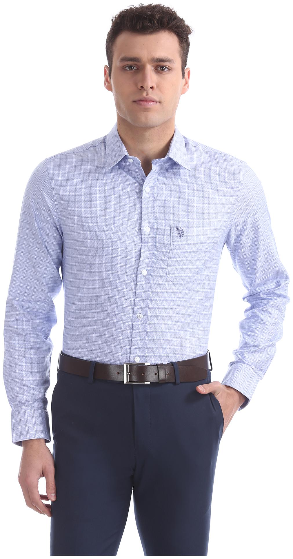 

U S Polo Assn Men Regular fit Formal Shirt - Blue
