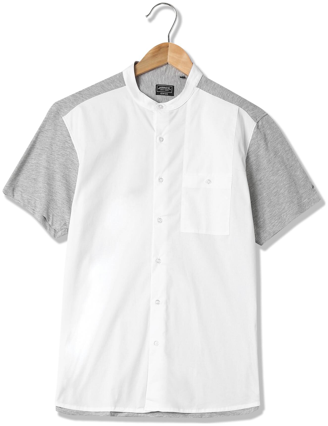 

Arrow Men White Colorblocked Regular Fit Casual Shirt