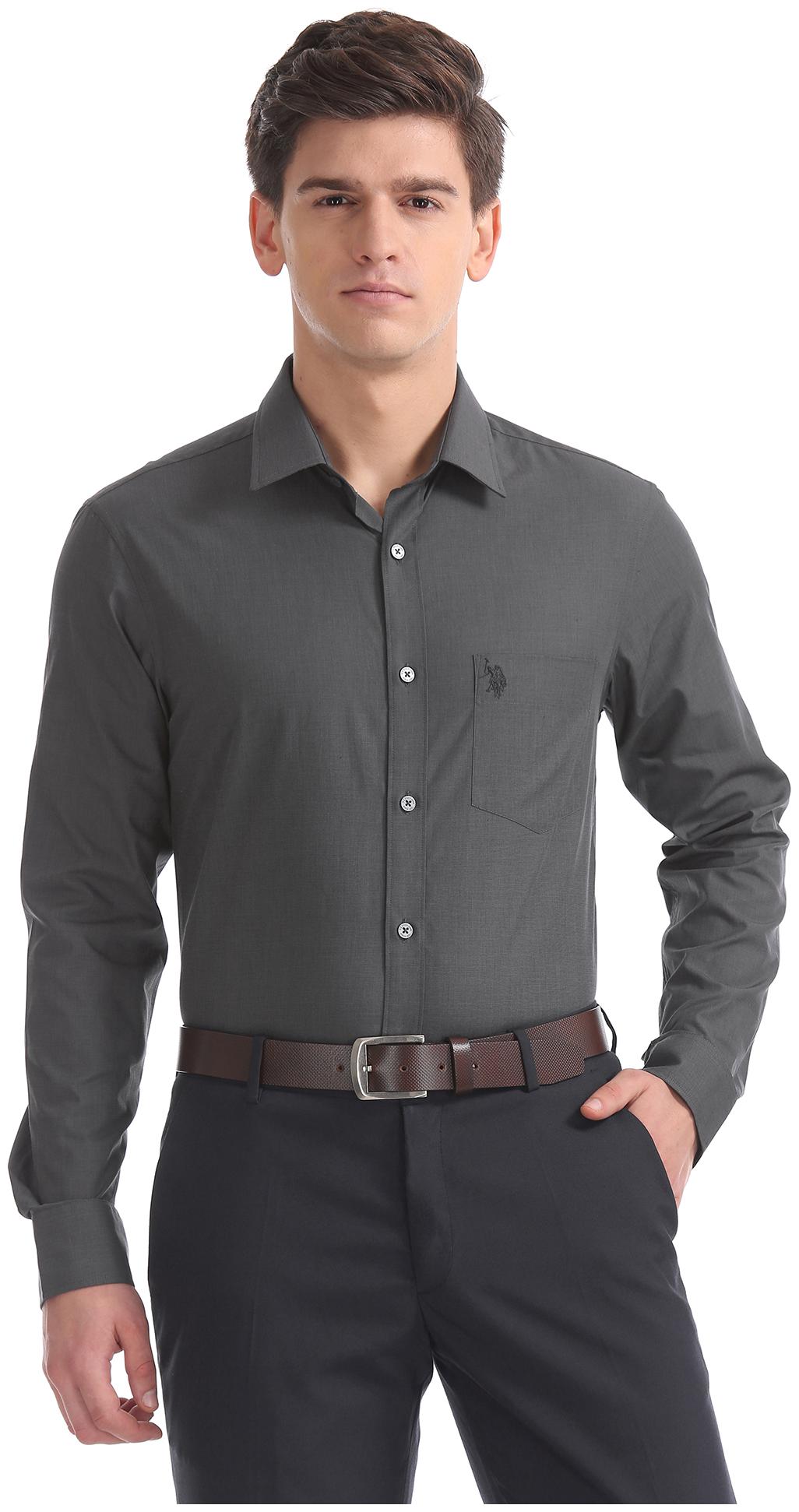 

U S Polo Assn Men Regular fit Formal Shirt - Grey