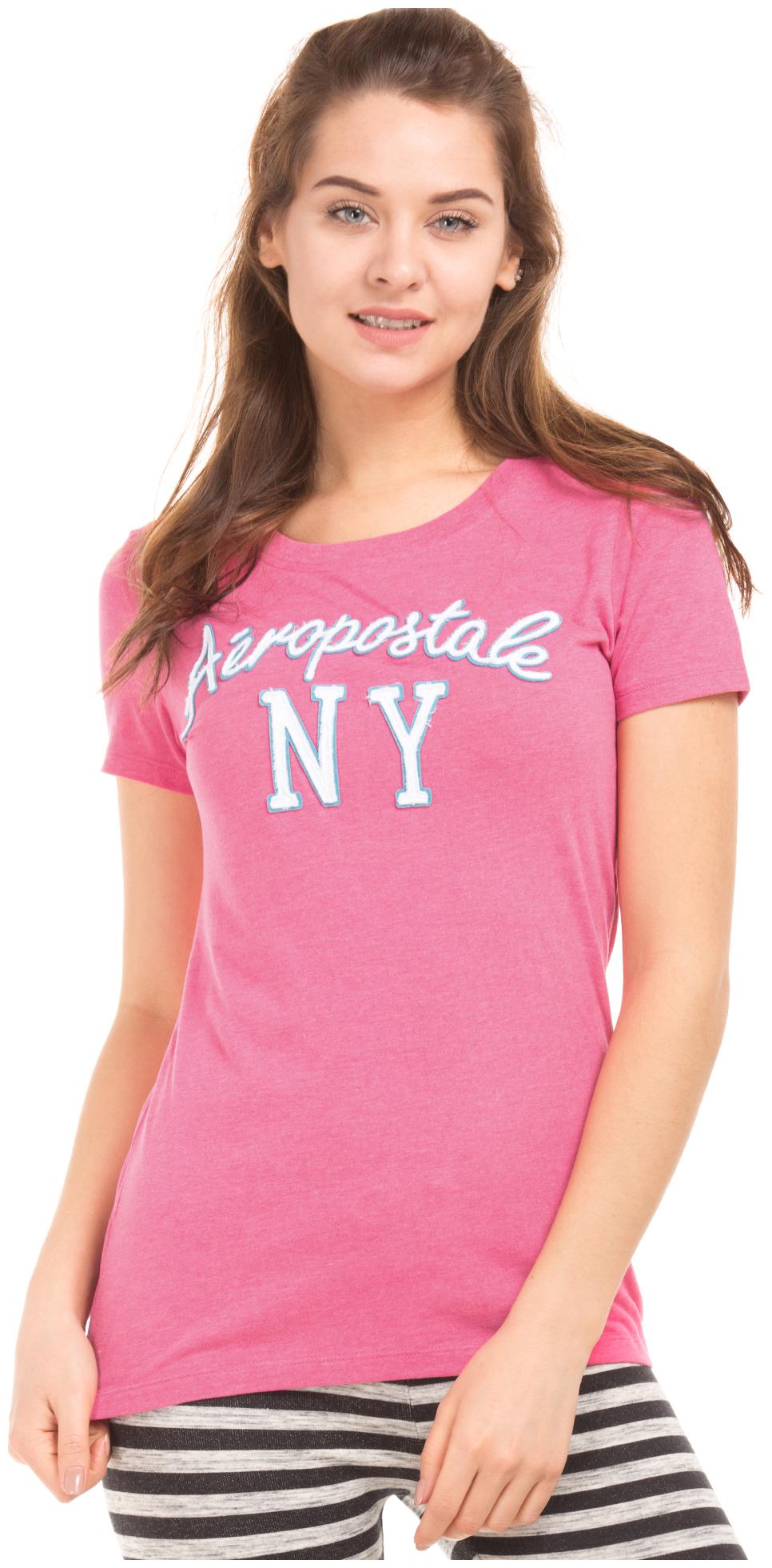

Aeropostale Women Pink Regular fit Round neck Cotton T shirt