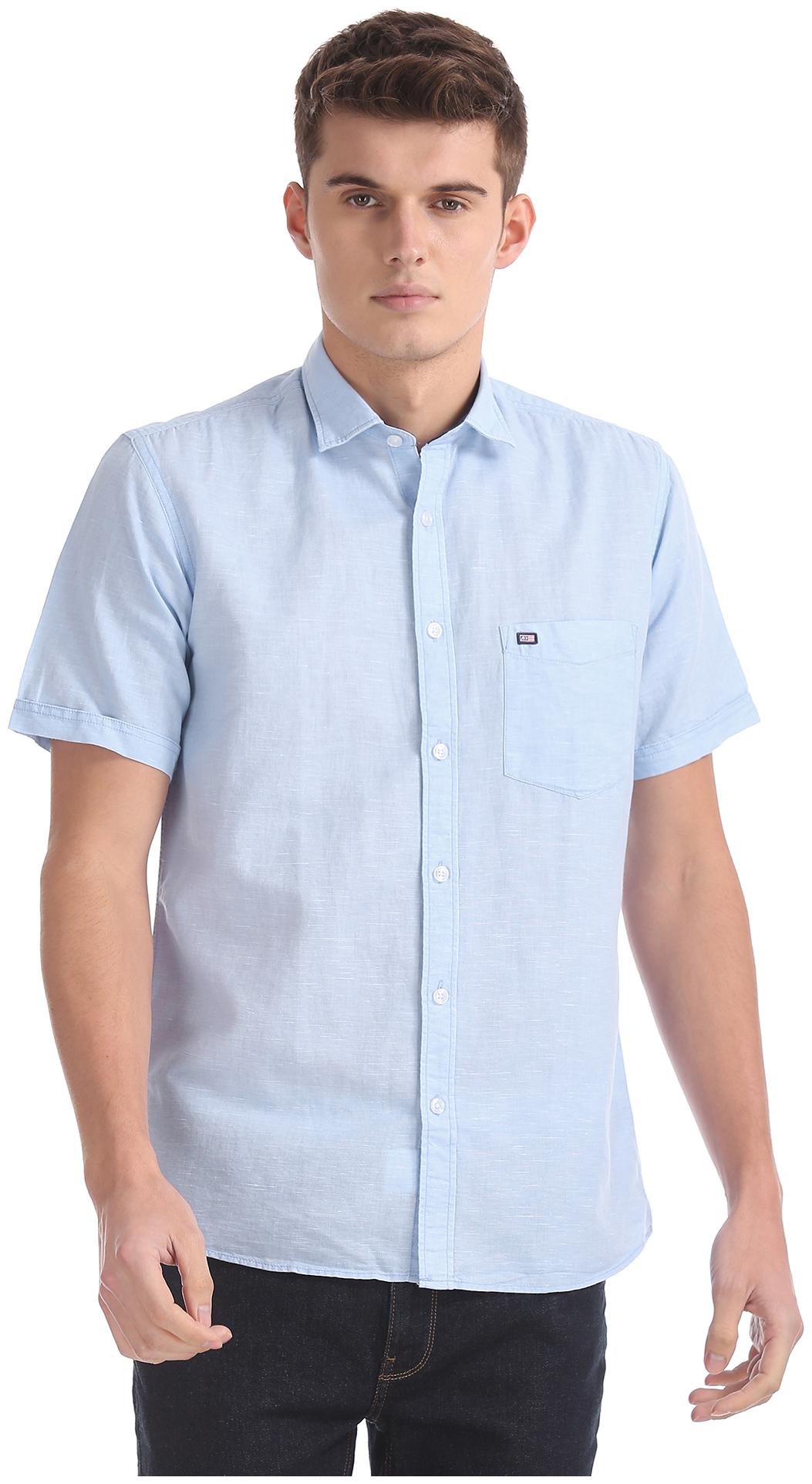 

Arrow Men Blue Solid Regular Fit Casual Shirt