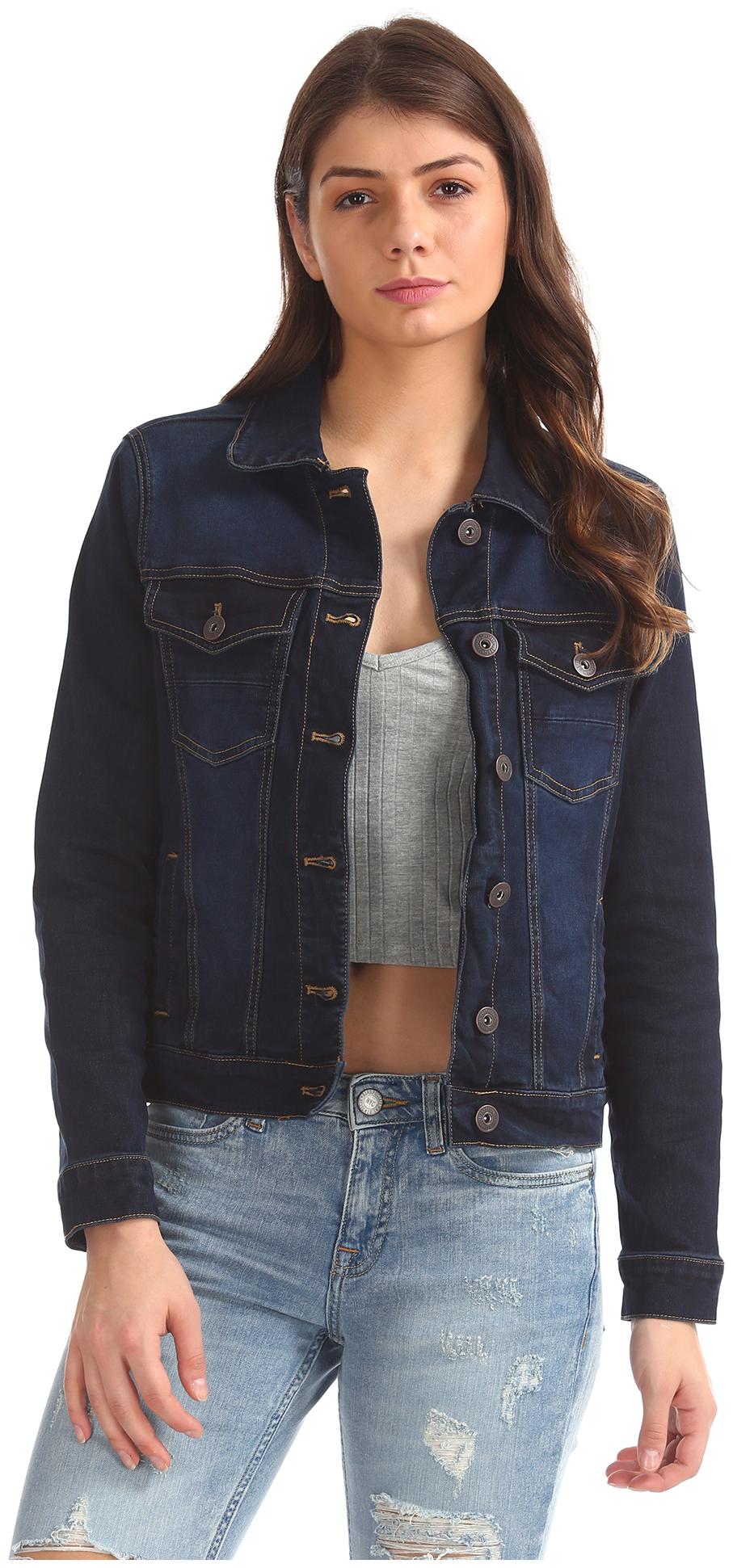 

Aeropostale Women Washed Biker Jacket - Blue