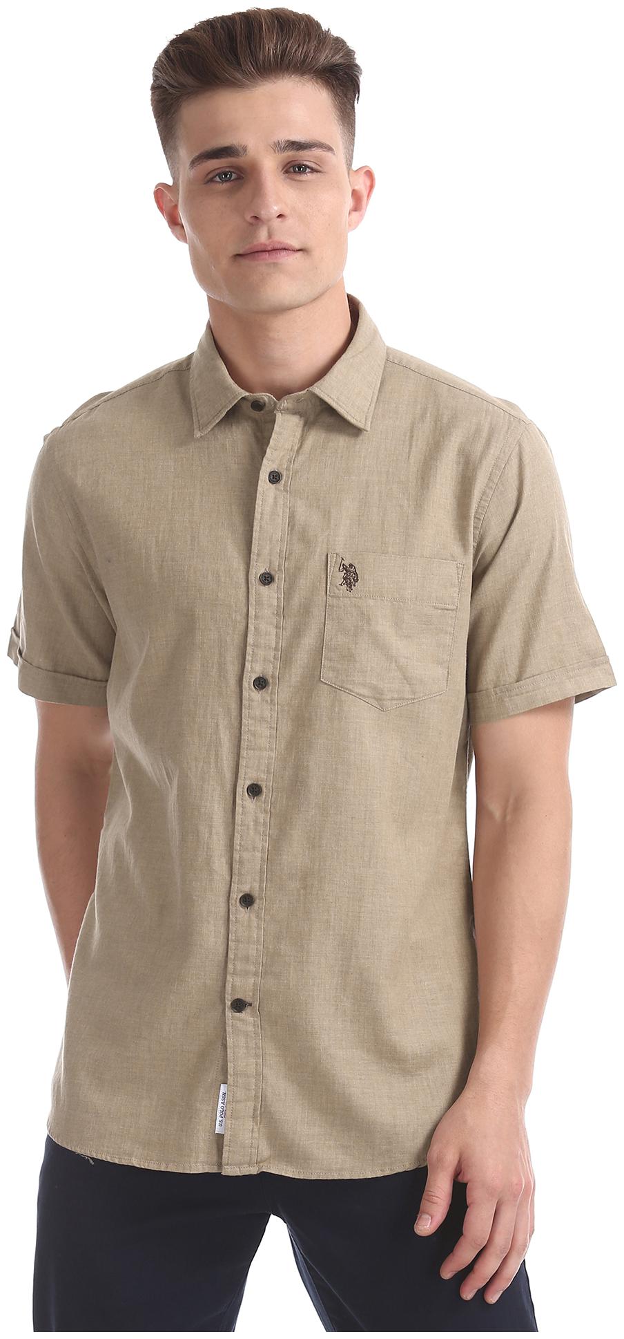

U S Polo Assn Men Brown Solid Regular Fit Casual Shirt