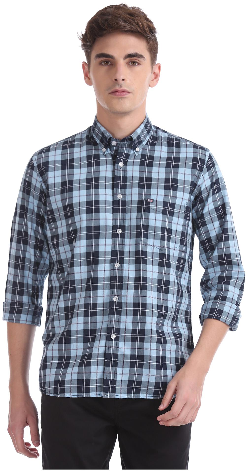 

Arrow Men Blue Checked Regular Fit Casual Shirt