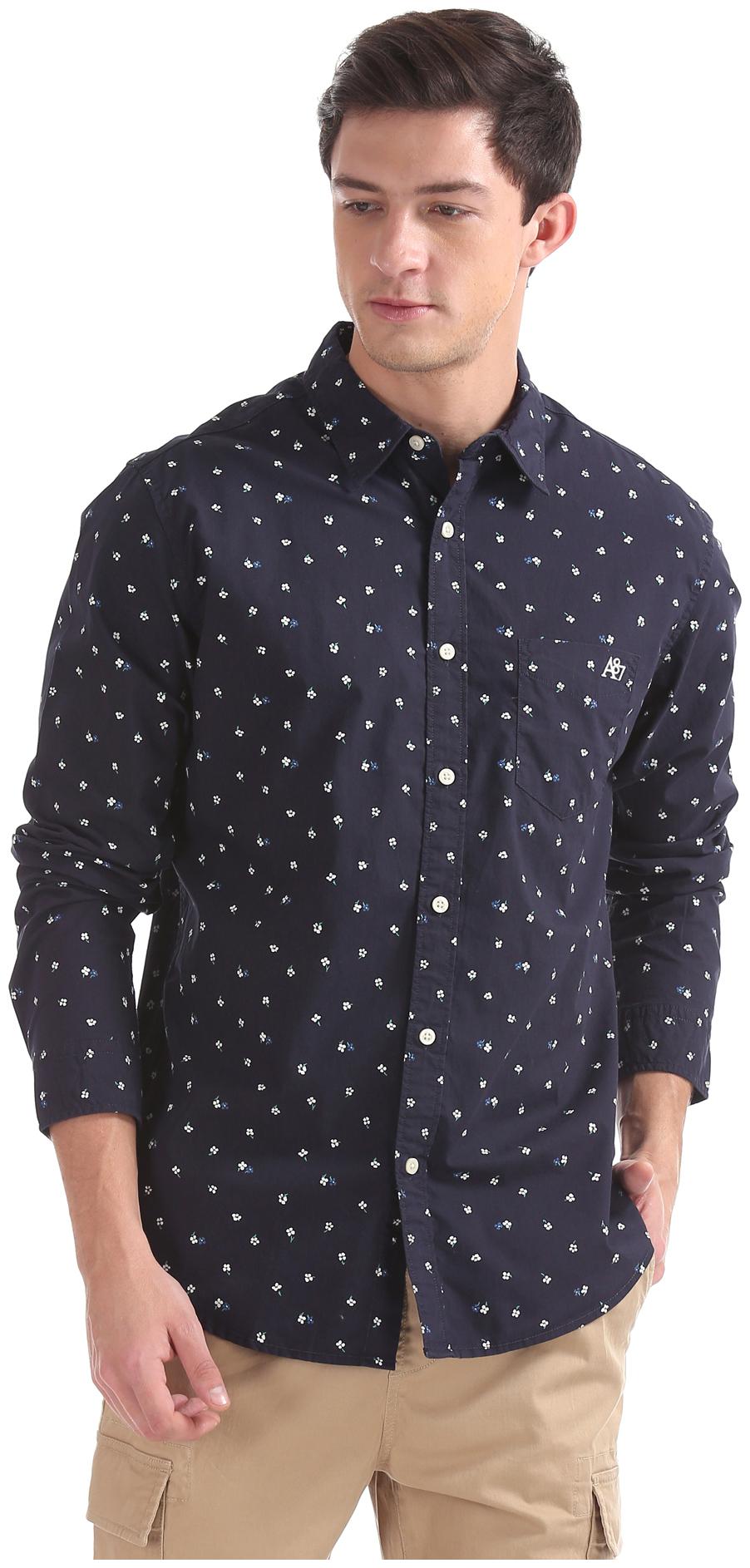 

Aeropostale Men Blue Printed Regular Fit Casual Shirt
