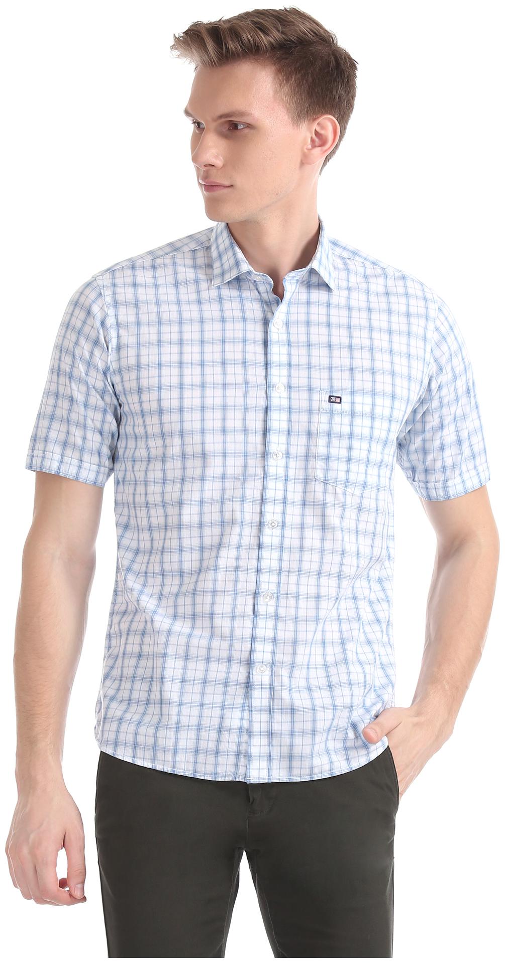 

Arrow Men Blue Checked Regular Fit Casual Shirt