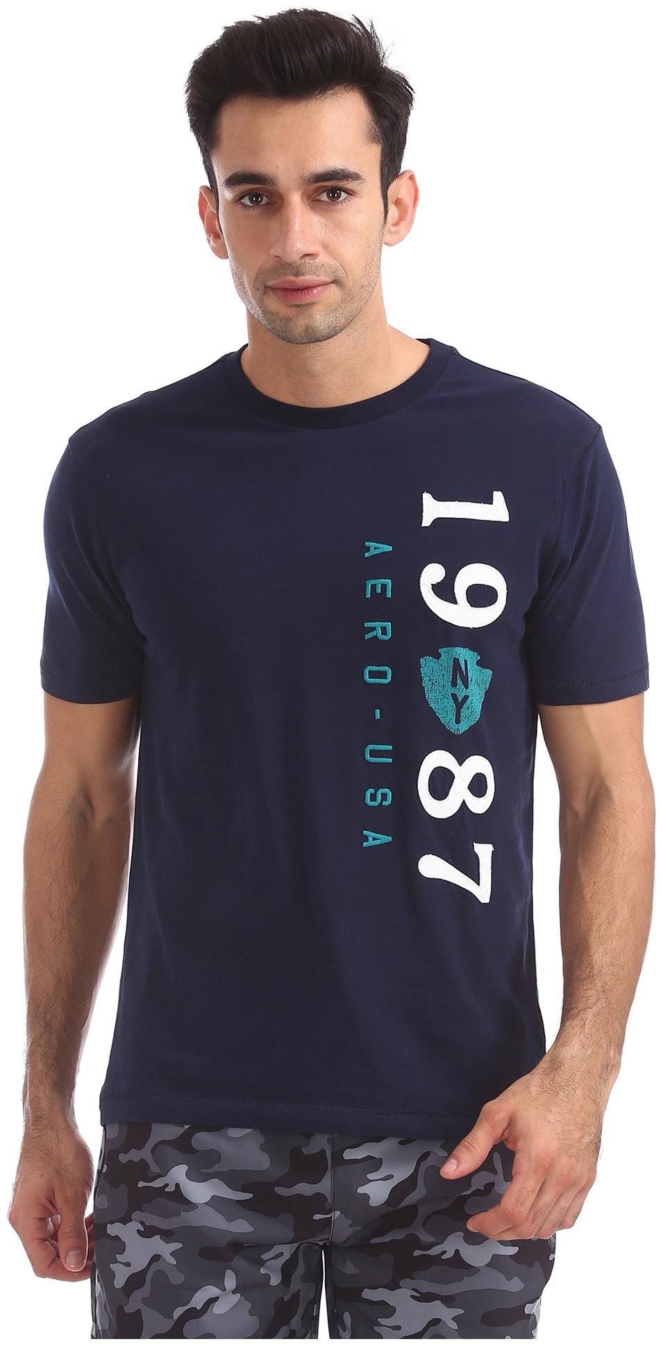 

Aeropostale Men Blue Regular fit Cotton Round neck T-Shirt - Pack Of 1