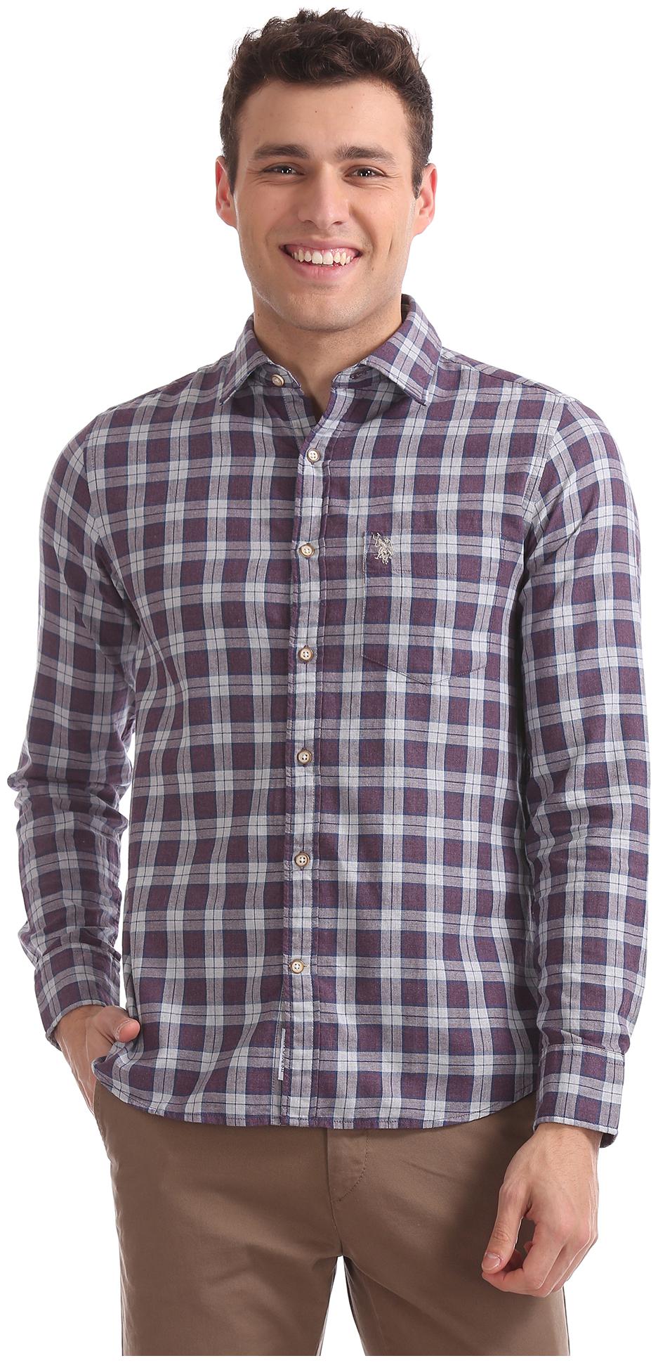 

U S Polo Assn Men Regular fit Formal Shirt - Purple