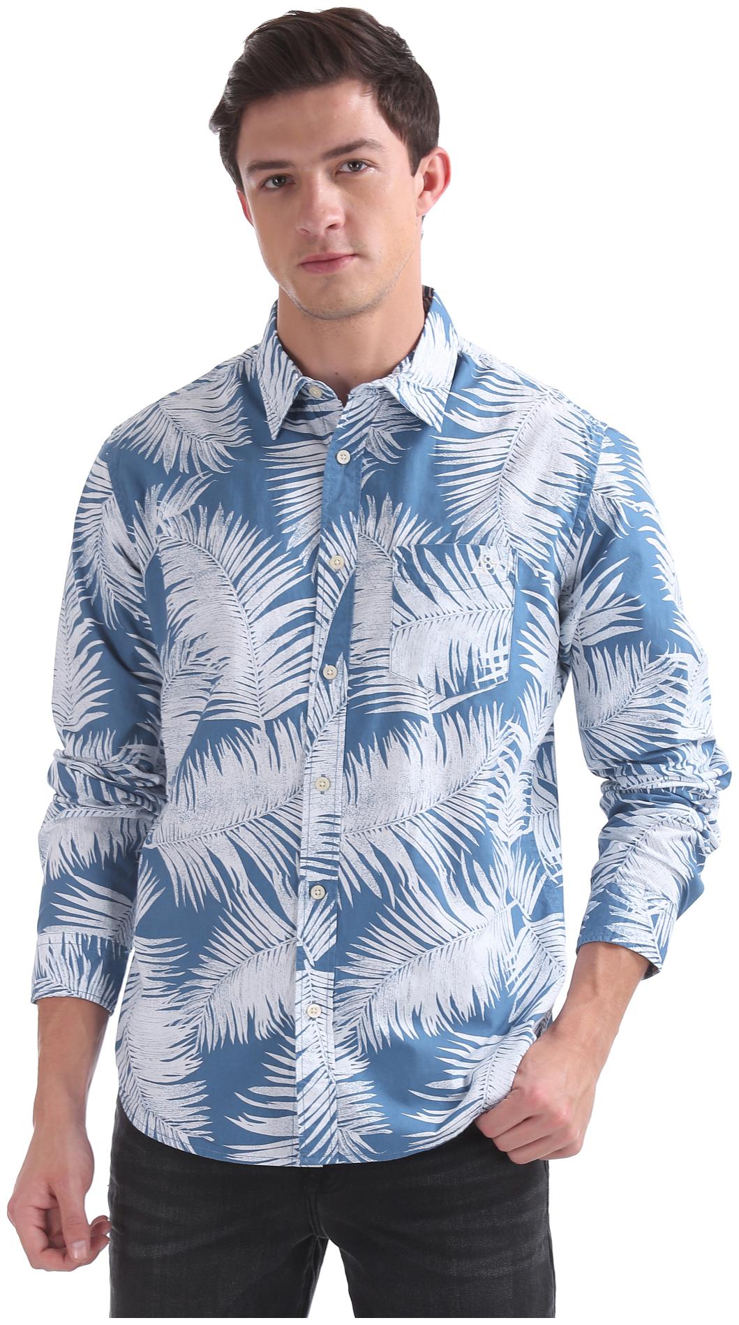

Aeropostale Men Blue Printed Regular Fit Casual Shirt