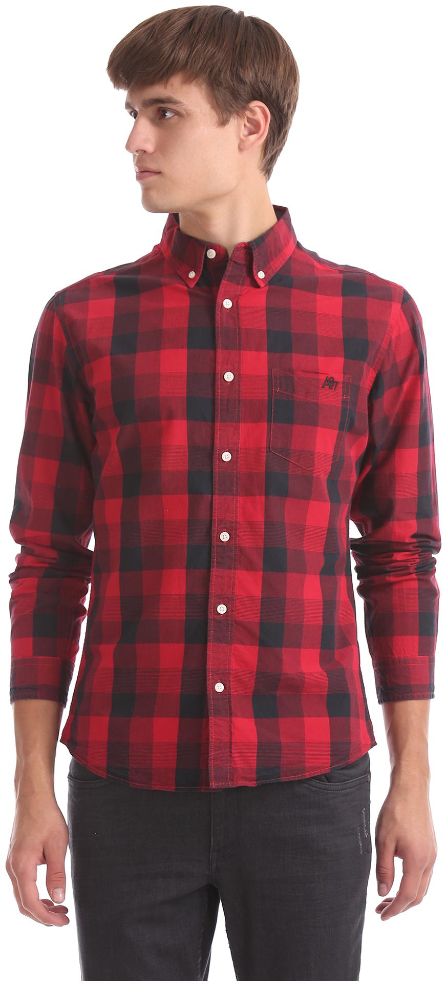 

Aeropostale Men Red Checked Regular Fit Casual Shirt