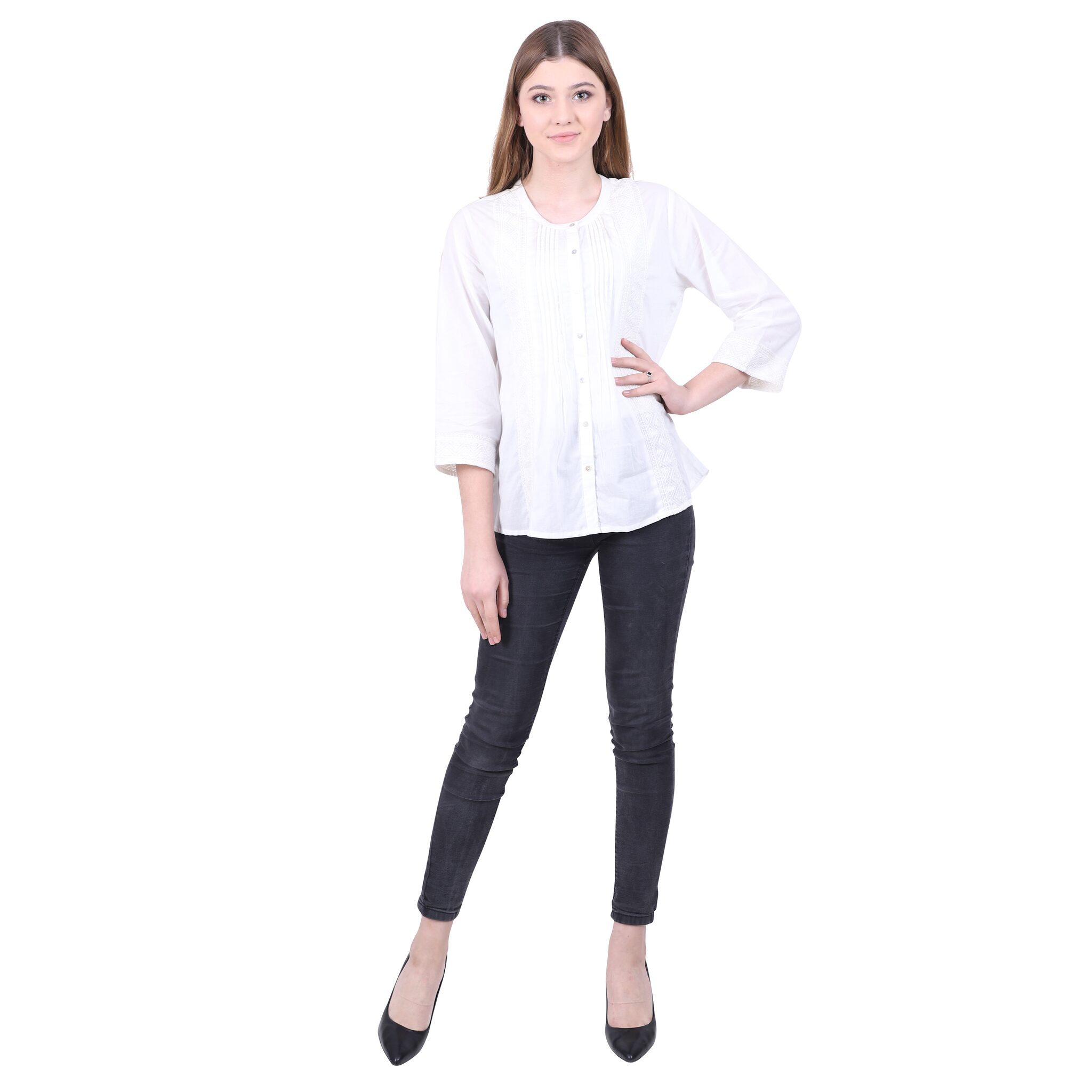 

Reme Women Embroidered Regular top - White