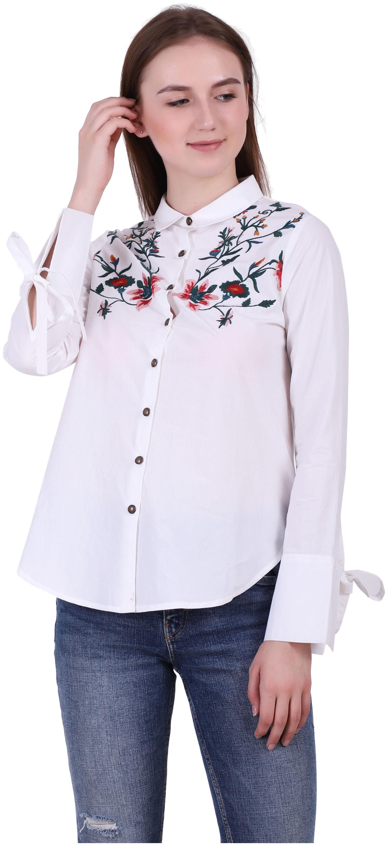 

Reme Women White Embroidered Regular Fit Shirt